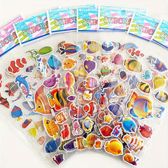 3D Marine Animal Stickers Puffy Self-adhesive Matte Stickers Set
