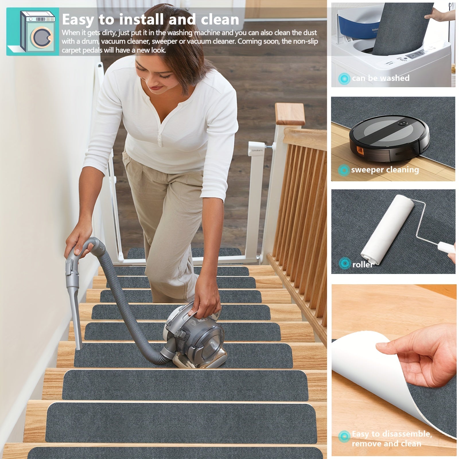 15pcs Carpet Stair Treads Non Slip Indoor Carpet 44 X 18 Stair Runners