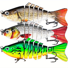 3pcs Fishing Lures 7 Segment Swimbait Crankbait Hard Bait Fishing Hook Tackle