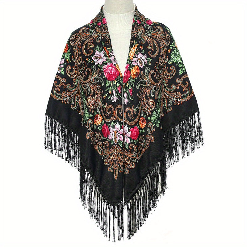 Bohemian Tassel Wrap Vintage Square Large Blanket Scarf