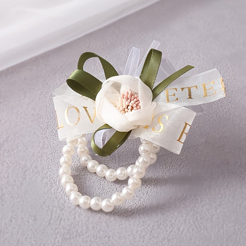 Wedding Wrist Wreath Bracelet Tulle Flower Hand Wreath Bridesmaid Bridal