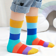 Kids Rainbow Striped Crew Socks - Pack of 5