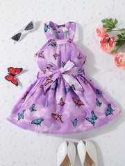Cute Tie Dye Butterfly Halter Dress for Baby Girls