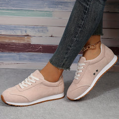 Women's Solid Platform Sneakers Casual Lace Up Outdoor Shoes