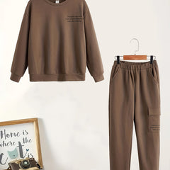 Kid's 2pcs Sweatshirt & Sweatpants Set Letter Print Casual Outfits