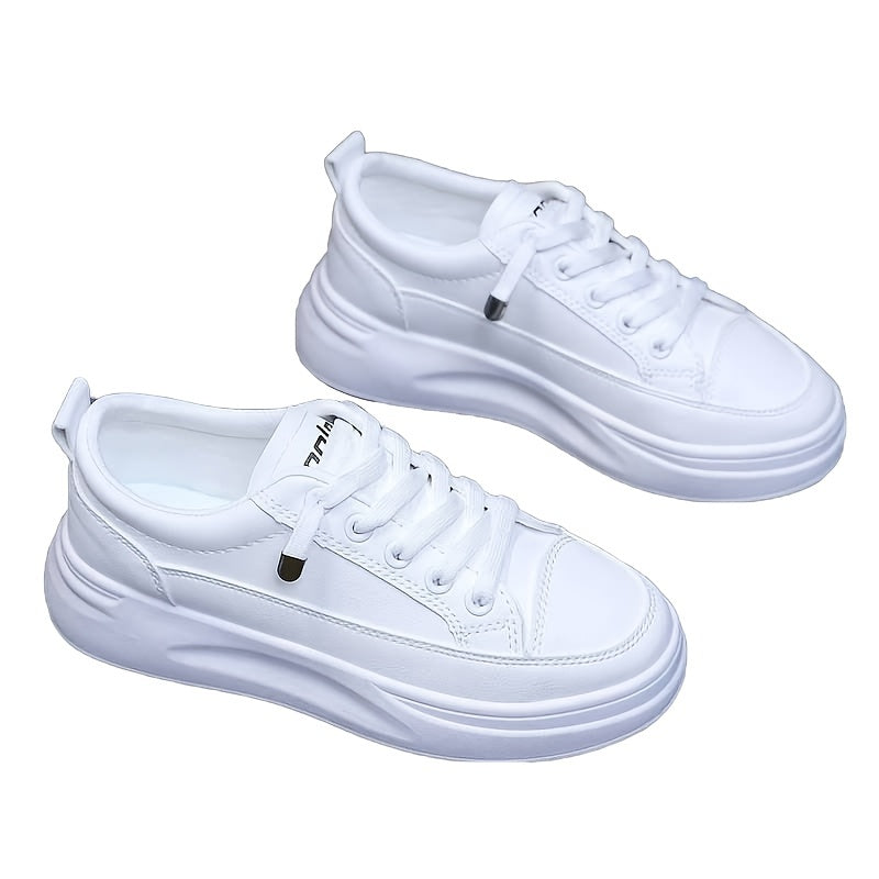 Women's Lace Up Platform Sneakers Anti-slip Low Top Casual Sports Shoes
