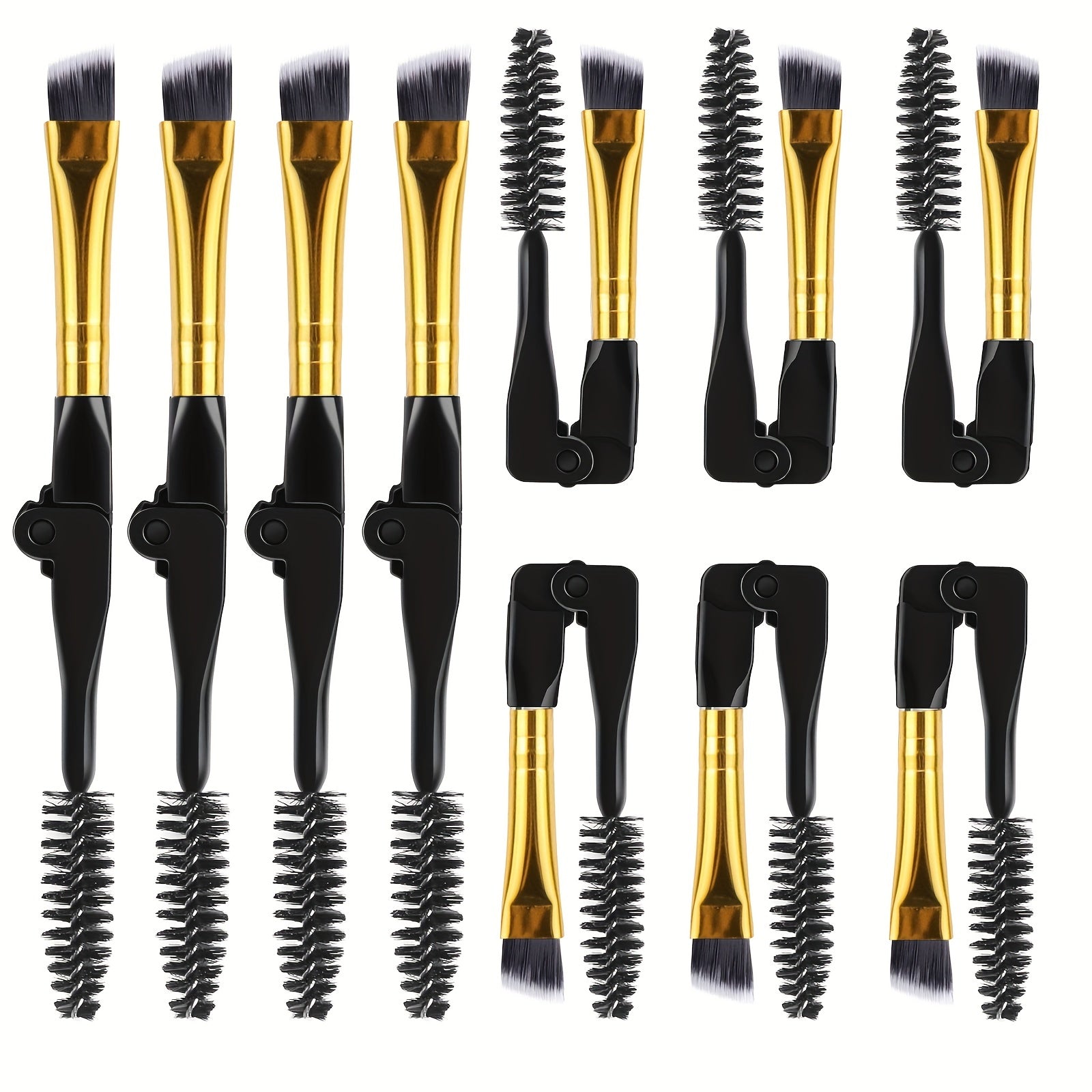 10pcs Foldable Double Head Makeup Brush Set