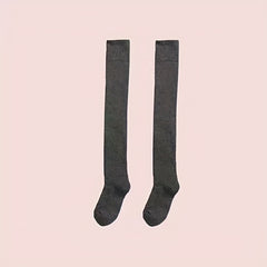 3 Pairs Solid Thigh High Socks Over The Knee Stockings