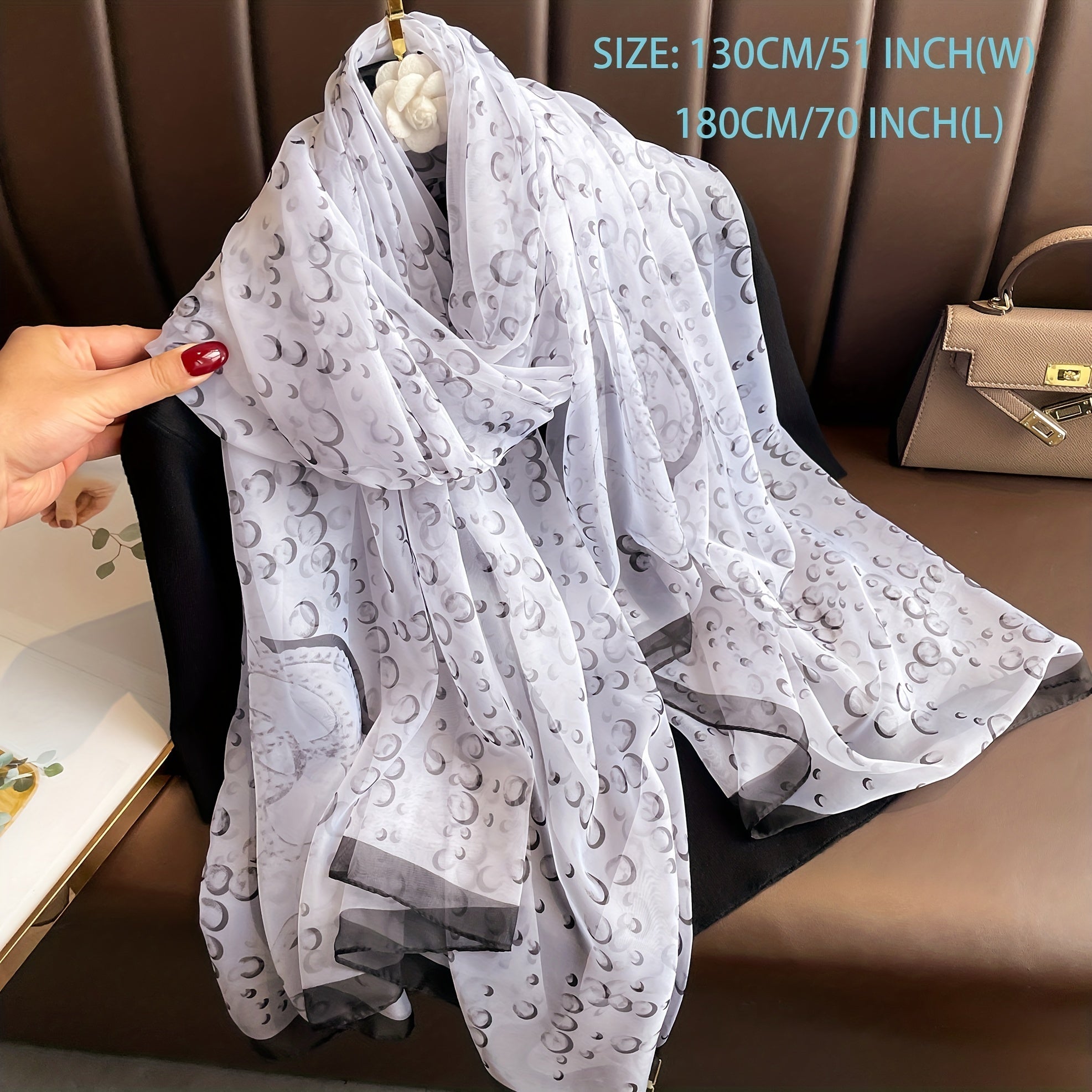 Polka Dot Print Scarf Shawl Casual Head Wrap For Travel