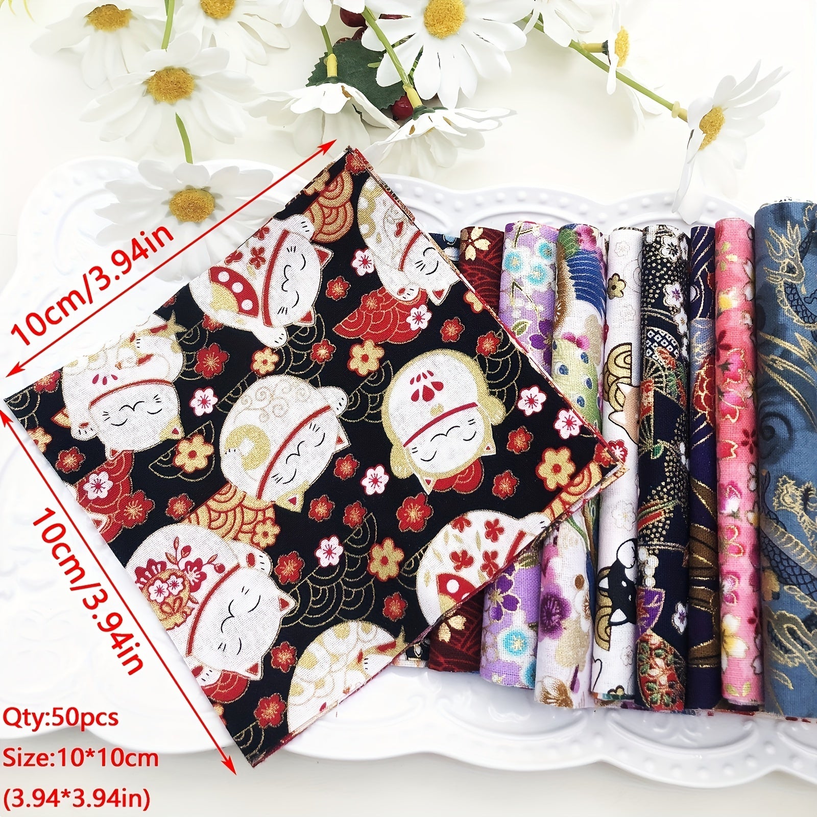 30-50pcs Japanese Quilting Fabric Bundle - DIY Sewing Cotton Quarters