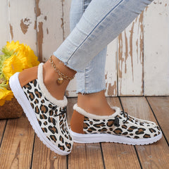 Leopard Print Snow Shoes Winter Warm Ankle Shoes
