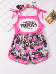 Toddler Girls Leopard Graphic Cami Rompers for Beach Vacation