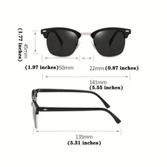 Men's Half Frame Sunglasses UV400 Retro Round Glasses