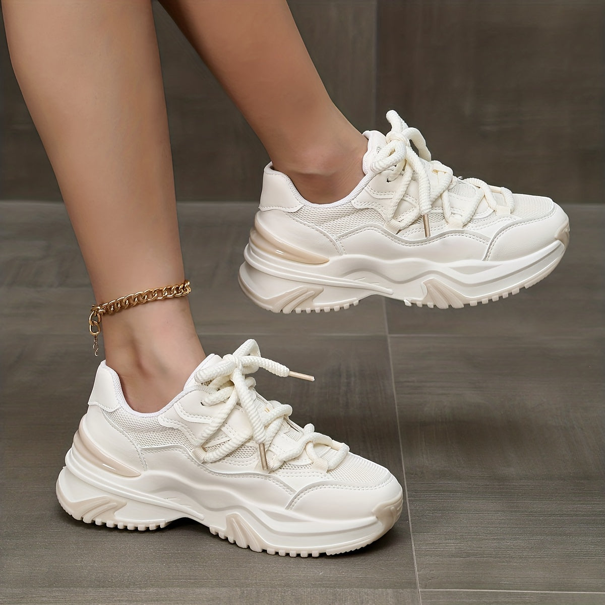 Women's Solid Breathable Chunky Sneakers Comfortable Travel Sport Shoes