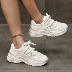 Women's Solid Breathable Chunky Sneakers Comfortable Travel Sport Shoes
