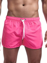 Men's Quick Drying Beach Shorts - Solid Waist Drawstring Shorts