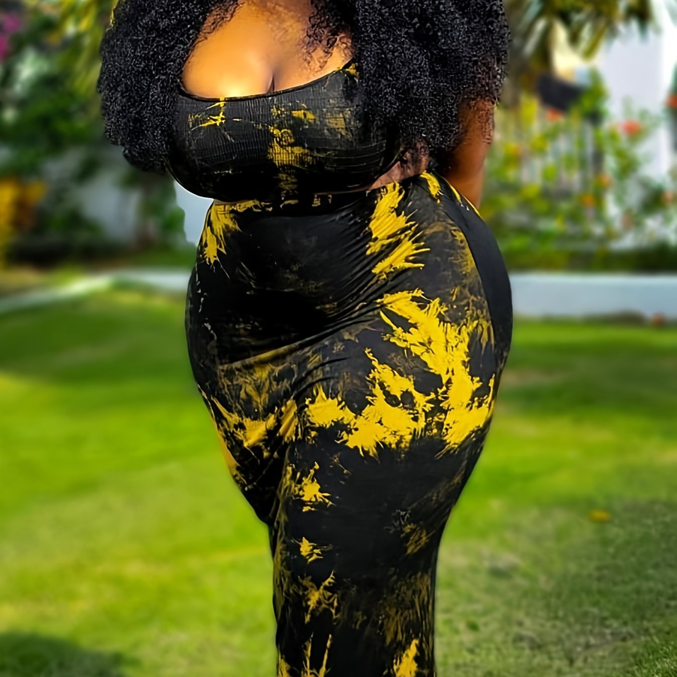 Sexy Tie Dye Cut Out Bodycon Dress