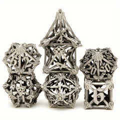 7pcs Hollow Vintage Flower Metal Dice Set