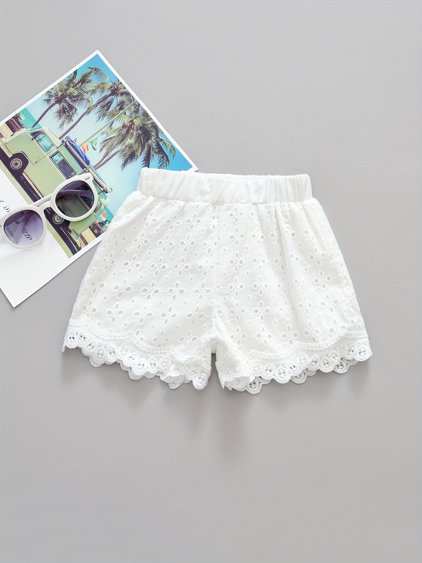 Toddler Girls Flowers Lace Trim Cotton Shorts Kids Summer Clothes