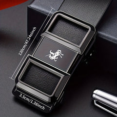 Men's PU Leather Belt with Automatic Buckle for Casual Jeans Suit Pants