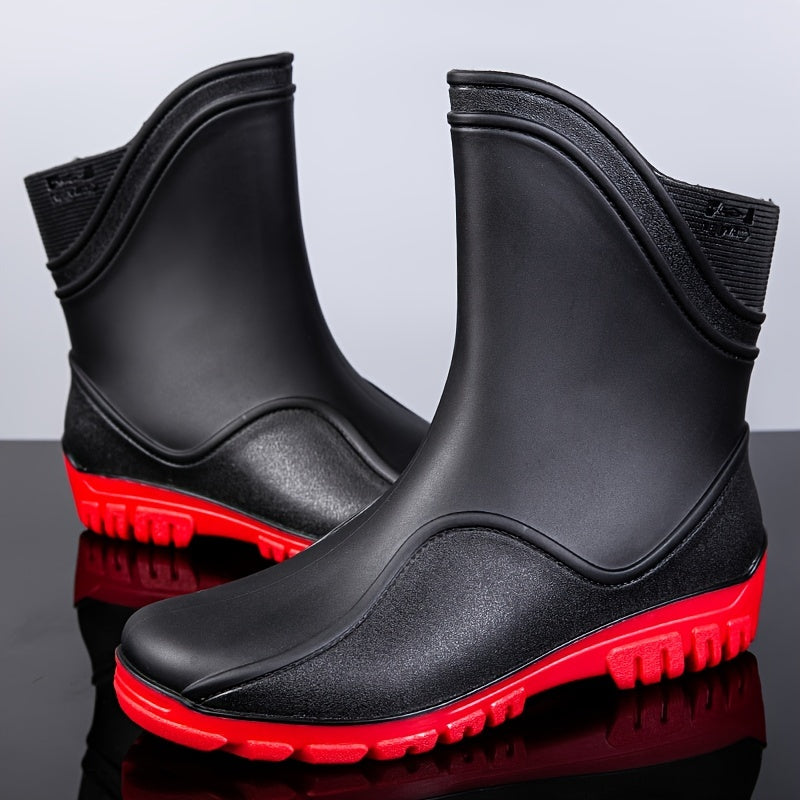 Men Rain Boots Wear Resistant Waterproof Non Slip Mid Top Rain Shoes