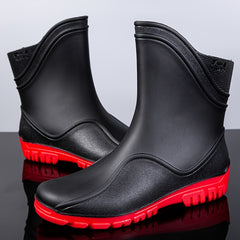 Men Rain Boots Wear Resistant Waterproof Non Slip Mid Top Rain Shoes