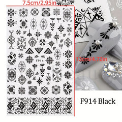 Evil Eye Snake Heart Nail Art Stickers 3D Self Adhesive Flame Animal Nail Decals
