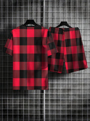 Men's Plain Pattern 2 Piece Outfits Short Sleeve T-shirt and Shorts Set