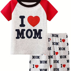 Boys Mom Pajamas Set Short Sleeves Cozy Casual Kids Clothes
