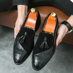 Men's Tassel Loafer Shoes Textured Comfy Slip On Dress Shoes