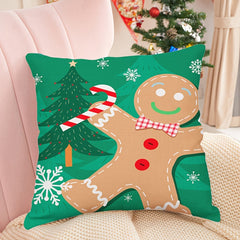 Gingerbread Man Short Plush Pillowcase for Christmas Party