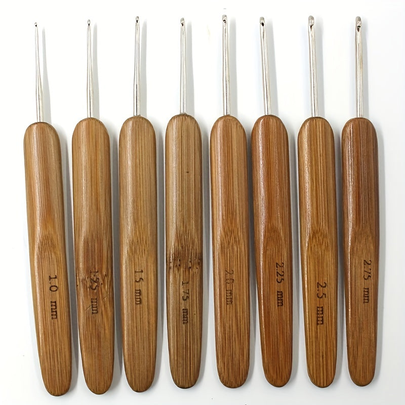 Bamboo Handle Crochet Hook Tool Kit for DIY Knitting Needles
