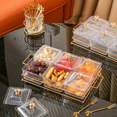Divided Serving Dishes w/ Metal Platter & Removable Bowls for Appetizer Dip