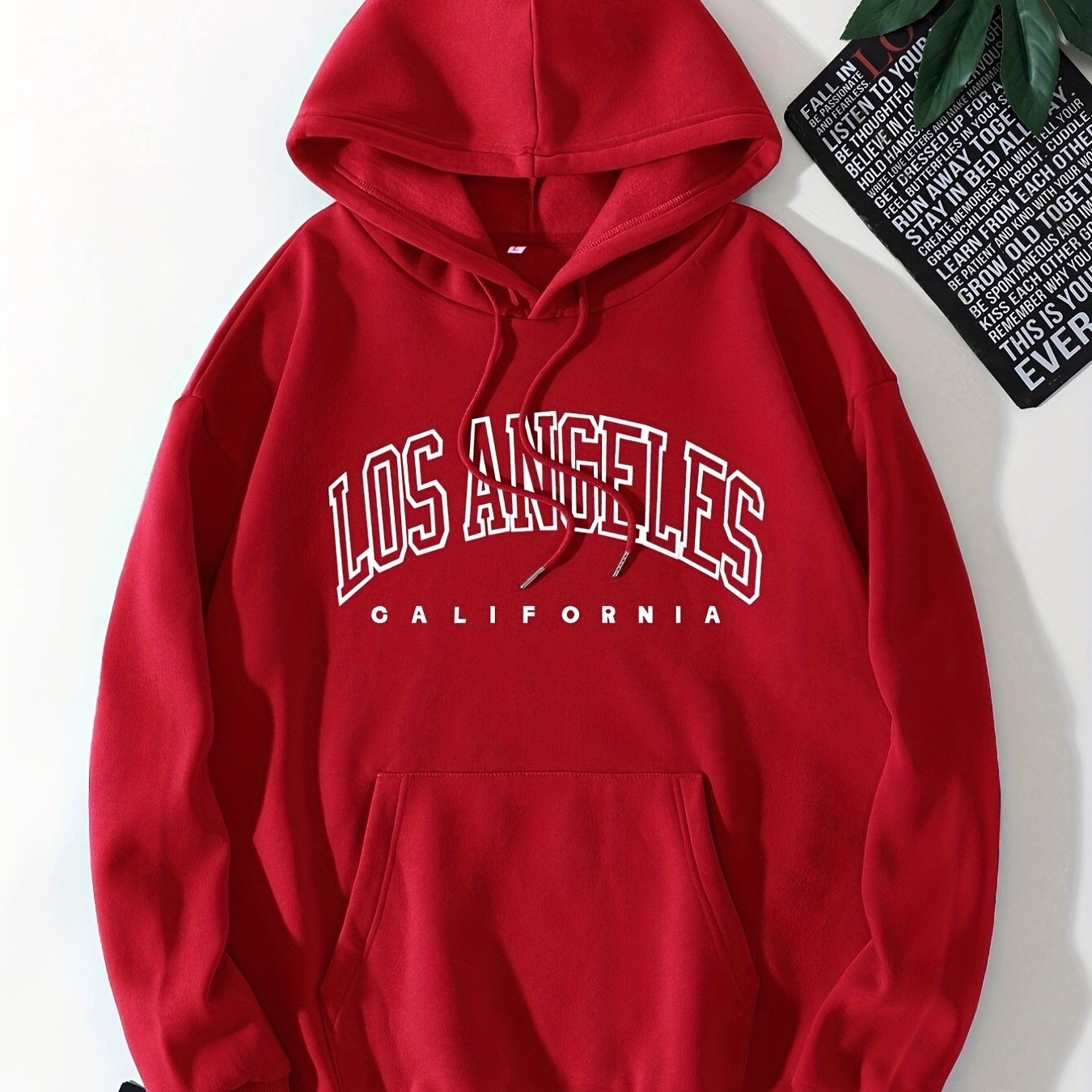 LA Print Hoodie Kangaroo Pocket Long Sleeve Hooded Sweatshirt Women
