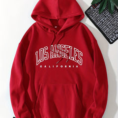LA Print Hoodie Kangaroo Pocket Long Sleeve Hooded Sweatshirt Women