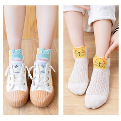 10 Pairs Girls Kids Mesh Comfy Socks Cartoon Animal Pattern Children's Sock