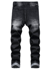 Men's Distressed Denim Pants Slim Fit Ripped Jeans
