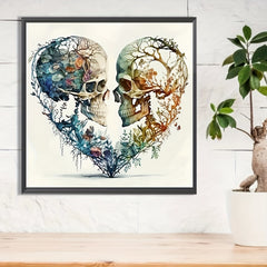 DIY 5D Diamond Painting Love Heart Skull Flower Full Round Diamond Rhinestone