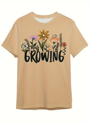 Girls Boys Flowers & Growing Graphic Short Sleeve T-shirt Summer Clothes Sports