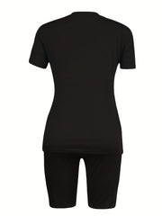 Casual Faith Letter Print T shirt & Biker Shorts Set