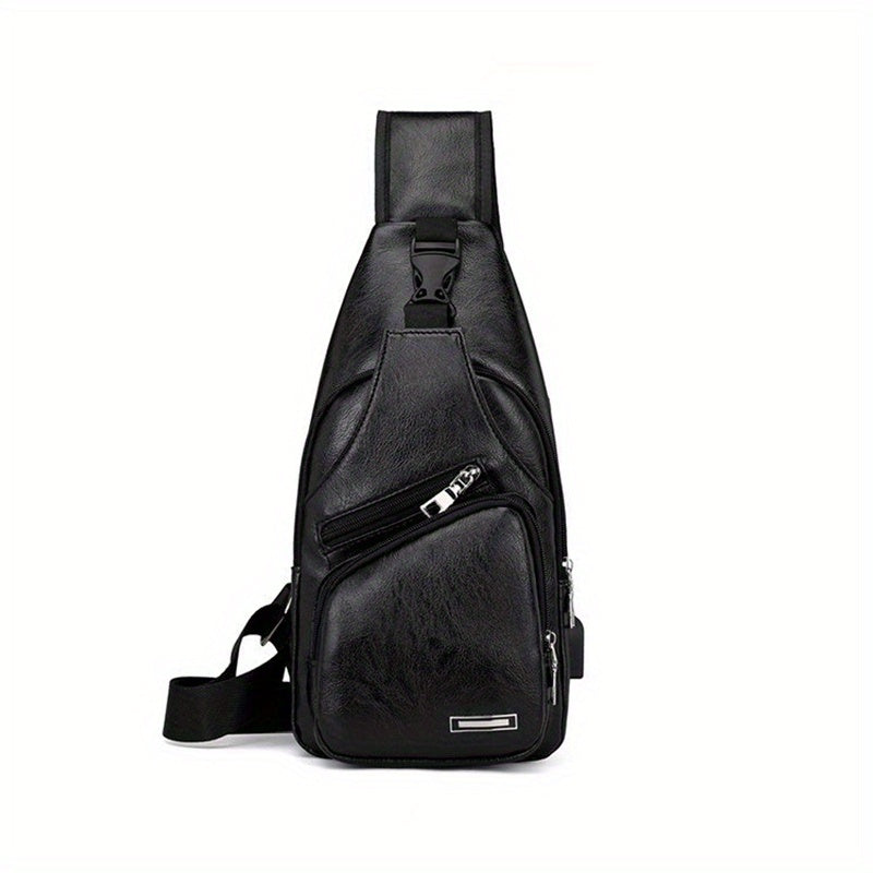 Men's Crossbody Bag With USB Charging Port Outdoor Shoulder Bag