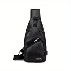 Men's Crossbody Bag With USB Charging Port Outdoor Shoulder Bag