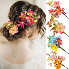 DUOJIAOYAN Butterfly Orchid Hair Clip Colorful Floral Headpiece for Weddings