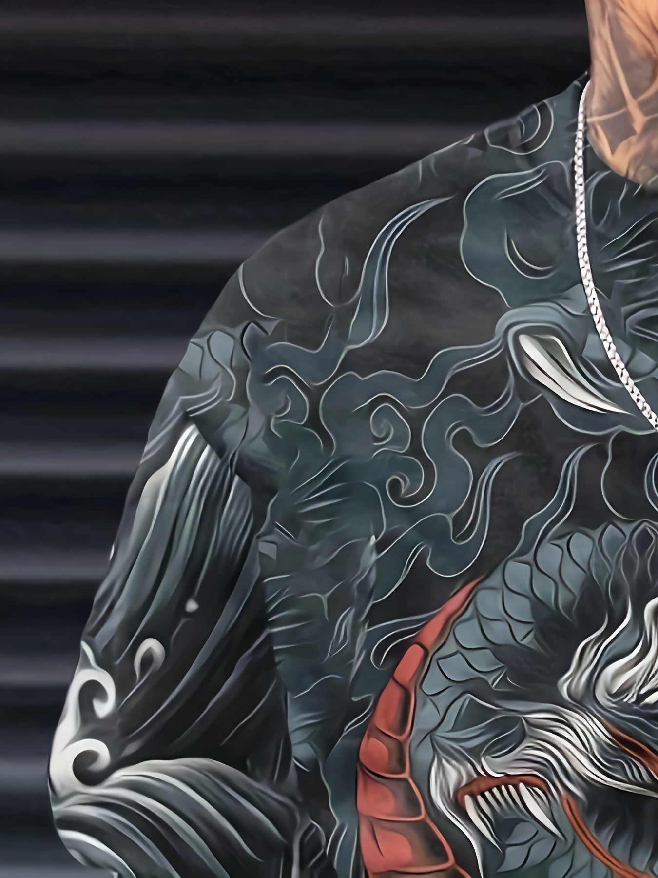 Men's Dragon Pattern Sweatshirt Sports Top