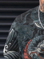 Men's Dragon Pattern Sweatshirt Sports Top
