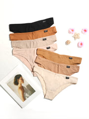 7pcs Ribbed Briefs Soft Stretchy Intimates Panties Women's Lingerie
