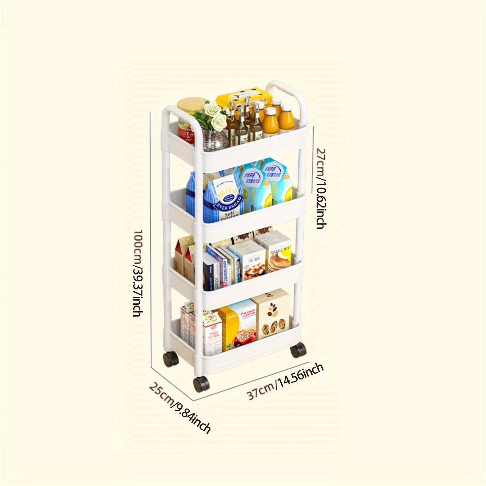 4-Tier Movable Storage Rack Snack Storage Organizer