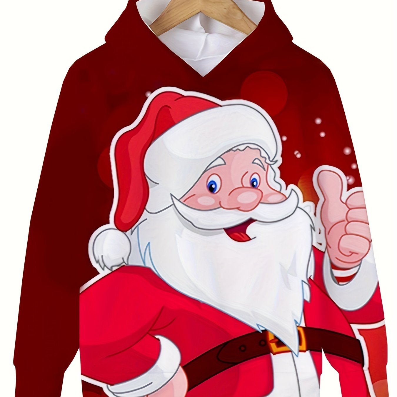 Cartoon Santa Claus Graphic Hooded Sweatshirt Kids Christmas