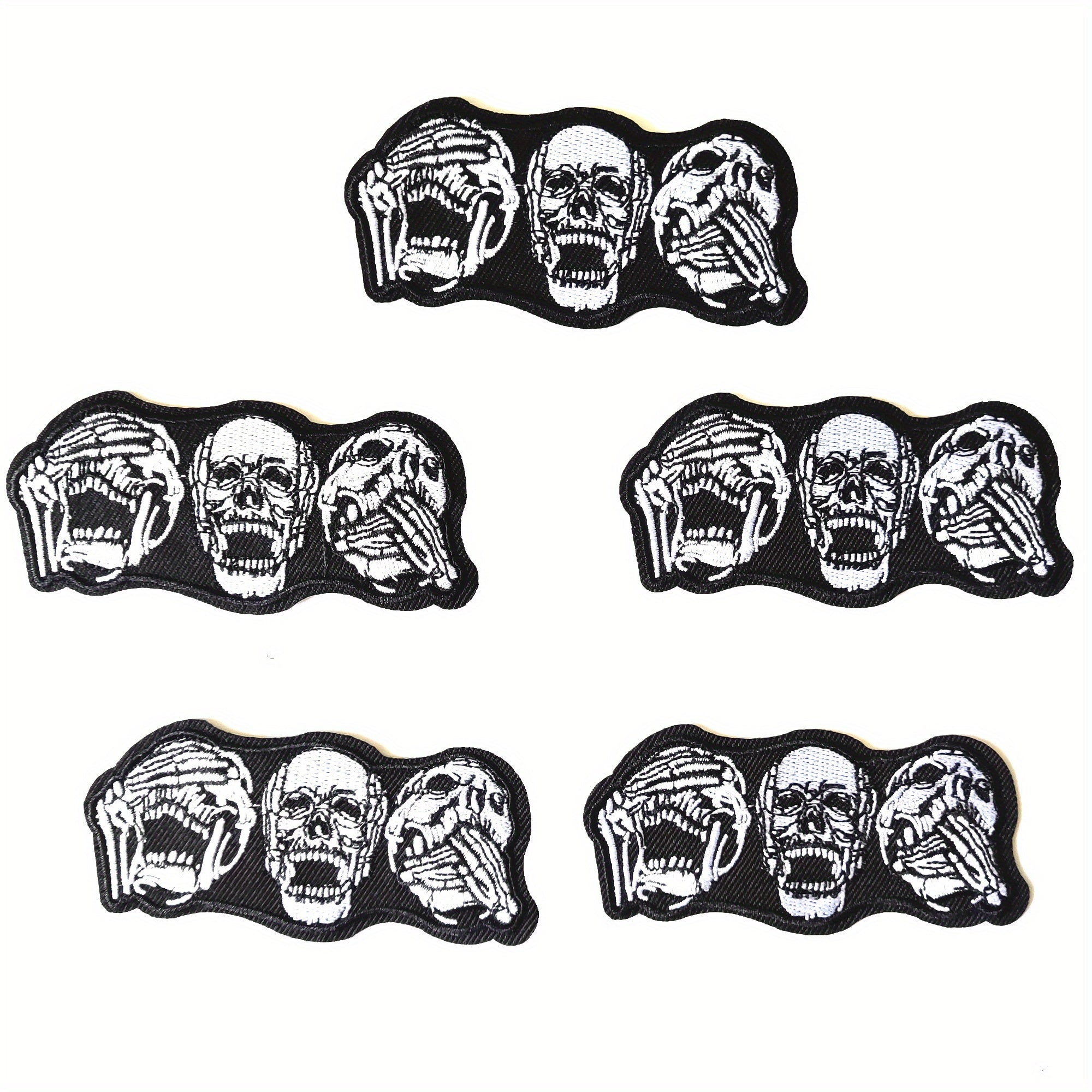 JCarp 5PCS Iron On 3D Patches Beating Heart Skulls and Rose Earth Turtle