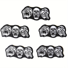 JCarp 5PCS Iron On 3D Patches Beating Heart Skulls and Rose Earth Turtle